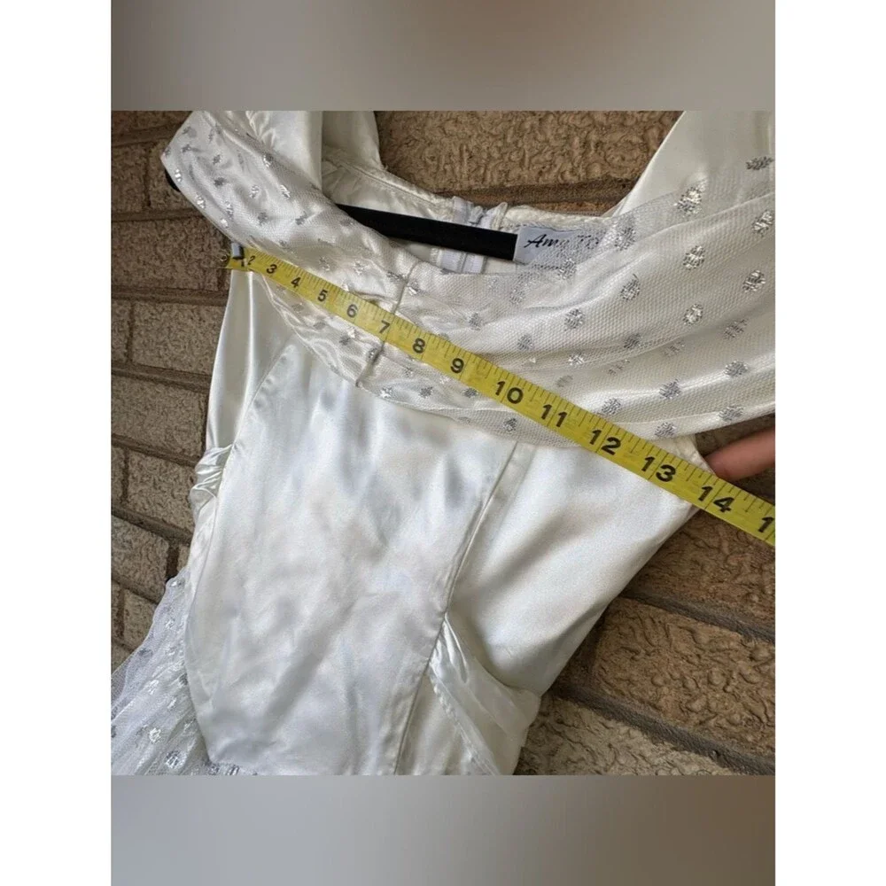 Vintage Amy Too! Byer California Girls' White Silver Satin Lace Dress Size 8